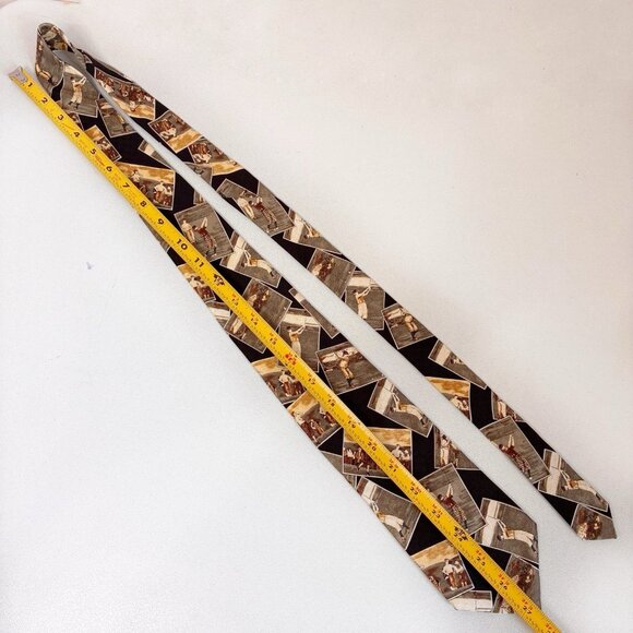 Payne Stewart Golf Theme Tie Brown Red Tan Silk Knickers Heritage Outdoors - Picture 7 of 9